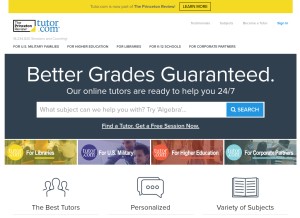 How tutor.com looks like on a tablet such as an iPad.