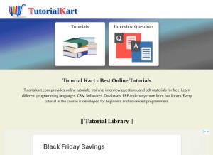 How tutorialkart.com looks like on a tablet such as an iPad.