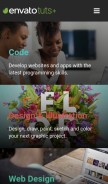 How tutsplus.com looks like on a mobile device such as an iPhone.