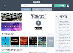 How tuunes.co looks like on a tablet such as an iPad.