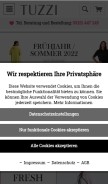 How tuzzi.de looks like on a mobile device such as an iPhone.