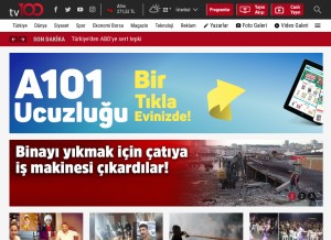 How tv100.com looks like on a tablet such as an iPad.