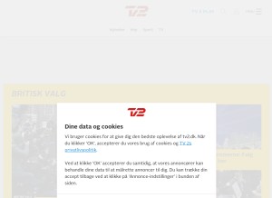 How tv2.dk looks like on a tablet such as an iPad.