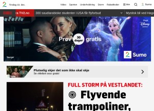 How tv2.no looks like on a tablet such as an iPad.