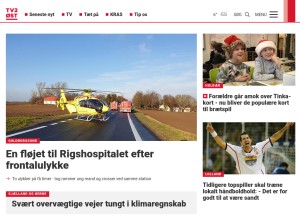 How tv2east.dk looks like on a tablet such as an iPad.