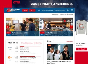How tvmovie.de looks like on a tablet such as an iPad.
