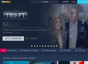 How tvnow.de looks like on a tablet such as an iPad.