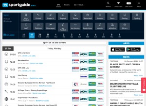How tvsportguide.com looks like on a tablet such as an iPad.