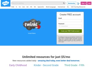 How twinkl.co.in looks like on a tablet such as an iPad.