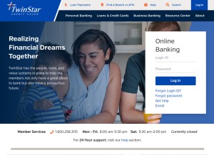 How twinstarcu.com looks like on a tablet such as an iPad.