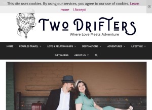 How twodrifters.us looks like on a tablet such as an iPad.