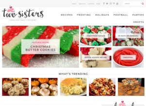 How twosisterscrafting.com looks like on a tablet such as an iPad.