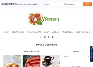 How twosleevers.com looks like on a tablet such as an iPad.