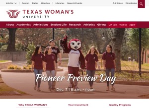 How twu.edu looks like on a tablet such as an iPad.