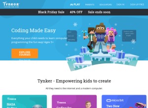 How tynker.com looks like on a tablet such as an iPad.