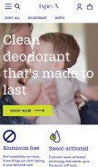 How typeadeodorant.com looks like on a mobile device such as an iPhone.