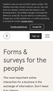 How typeform.com looks like on a mobile device such as an iPhone.