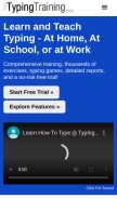 How typingtraining.com looks like on a mobile device such as an iPhone.