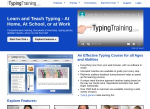 How typingtraining.com looks like on a tablet such as an iPad.