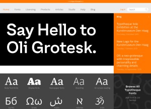 How typotheque.com looks like on a tablet such as an iPad.