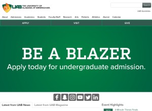 How uab.edu looks like on a tablet such as an iPad.