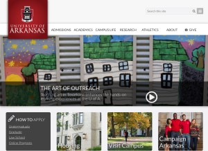 How uark.edu looks like on a tablet such as an iPad.