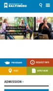 How ubalt.edu looks like on a mobile device such as an iPhone.