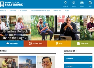 How ubalt.edu looks like on a tablet such as an iPad.