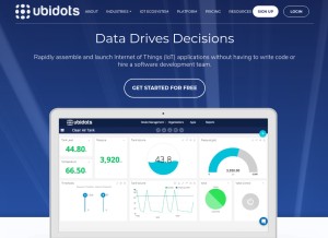 How ubidots.com looks like on a tablet such as an iPad.