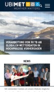 How ubimet.com looks like on a mobile device such as an iPhone.