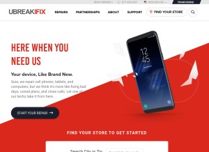 How ubreakifix.com looks like on a tablet such as an iPad.