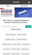 How ucertify.com looks like on a mobile device such as an iPhone.