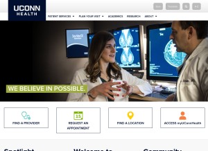 How uchc.edu looks like on a tablet such as an iPad.