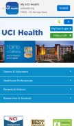 How ucihealth.org looks like on a mobile device such as an iPhone.