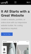 How ucraft.app looks like on a mobile device such as an iPhone.
