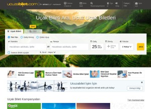 How ucuzabilet.com looks like on a tablet such as an iPad.