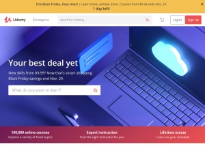 How udemy.com looks like on a tablet such as an iPad.