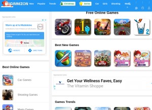 How ugamezone.com looks like on a tablet such as an iPad.
