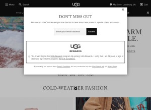 How ugg.com looks like on a tablet such as an iPad.