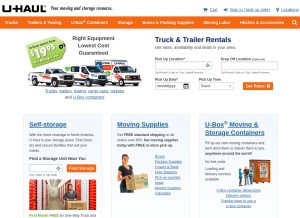 How uhaul.com looks like on a tablet such as an iPad.