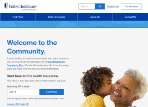 How uhccommunityplan.com looks like on a tablet such as an iPad.