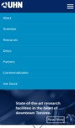 How uhnresearch.ca looks like on a mobile device such as an iPhone.