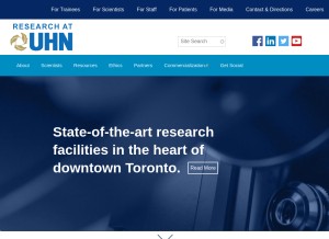 How uhnresearch.ca looks like on a tablet such as an iPad.