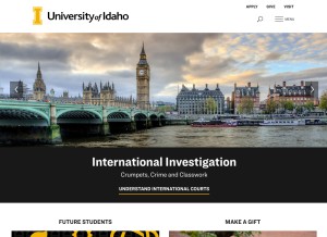 How uidaho.edu looks like on a tablet such as an iPad.