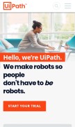 How uipath.com looks like on a mobile device such as an iPhone.
