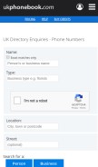 How ukphonebook.com looks like on a mobile device such as an iPhone.