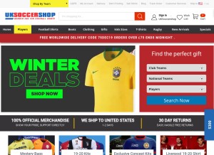 How uksoccershop.com looks like on a tablet such as an iPad.