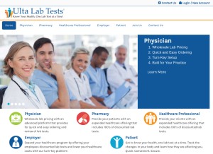 How ultalabtests.com looks like on a tablet such as an iPad.
