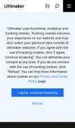 How ultimaker.com looks like on a mobile device such as an iPhone.