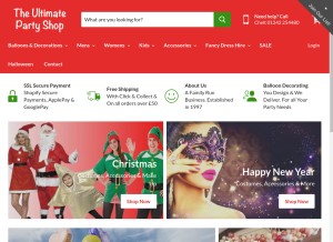 How ultimatepartyshop.com looks like on a tablet such as an iPad.